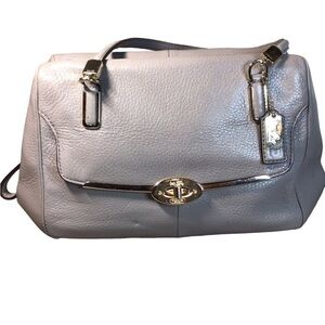 Coach Madison Gray Birch Pebbled Leather Shoulder Bag Madeline Satchel